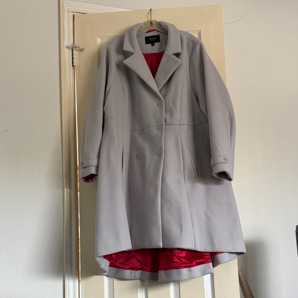 Gray Double-Breasted high low Women's Coat